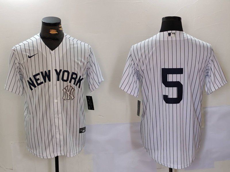 Men New York Yankees #5 No Name White stripe Game 2024 Nike MLB Jersey style 9023->new york yankees->MLB Jersey